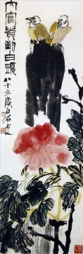 Qi Baishi birds on flower traditional China Oil Paintings